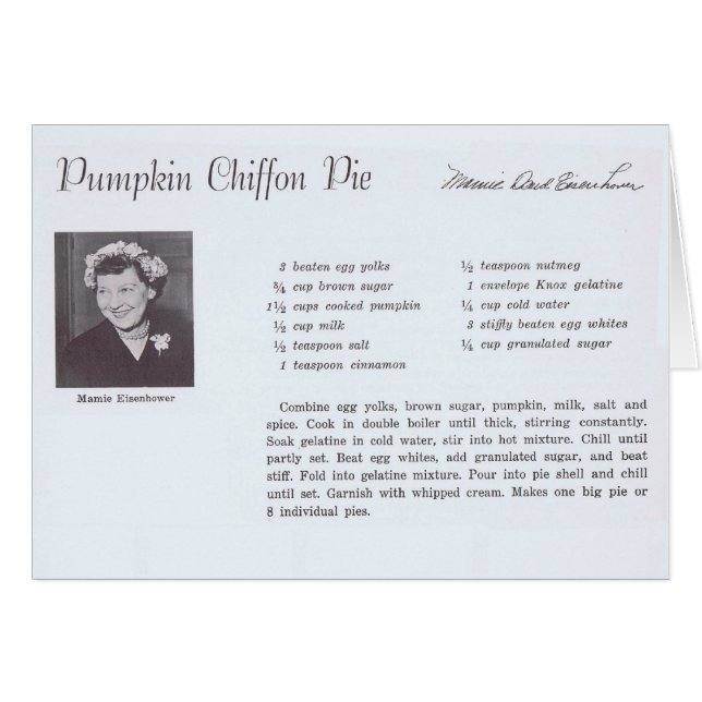 Mamie Eisenhower Pumpkin Chiffon Pie recipe (Front Horizontal)