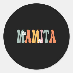 Mamita Retro Groovy Print Mum Cute Mothers Day Fun Classic Round Sticker