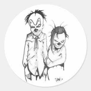 Mamma and Pappa drawing square sticker