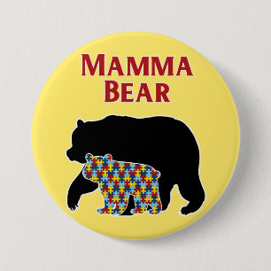 Mamma Bear, Autism Mum Pride 7.5 Cm Round Badge