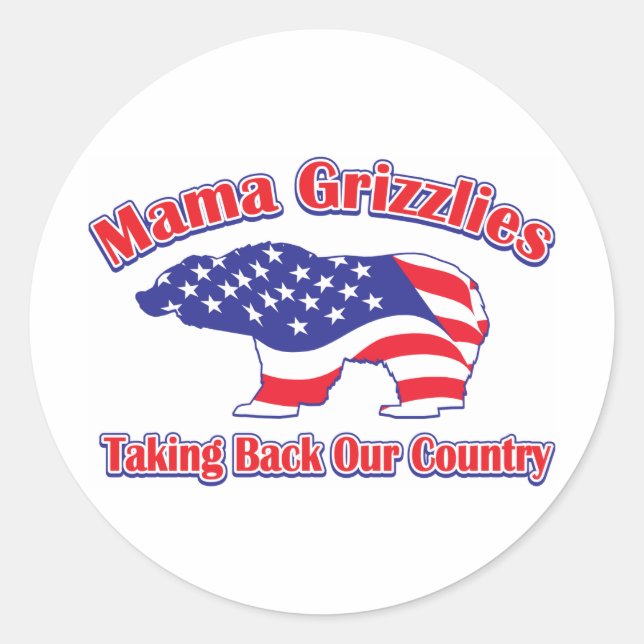 Mamma-Grizzly Classic Round Sticker (Front)