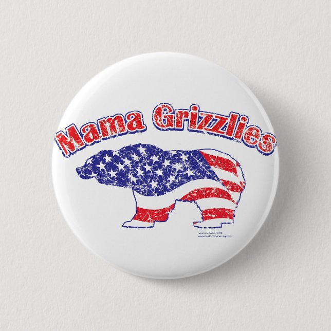 Mamma-Grizzly-Distressed 6 Cm Round Badge (Front)