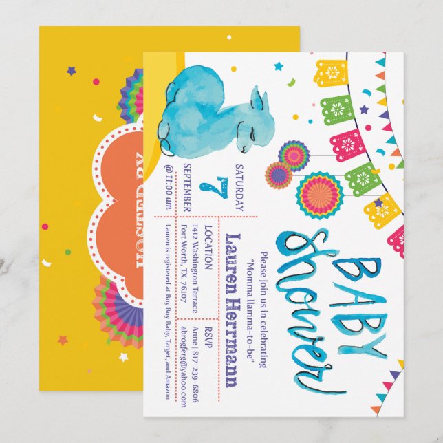 Mamma llama Baby Shower Invitation (Front/Back)