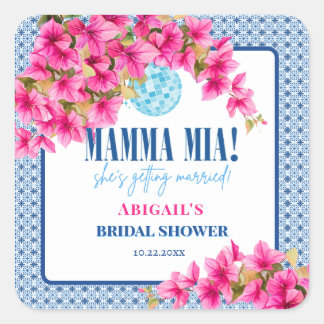Mamma Mia Bridal Shower Square Sticker