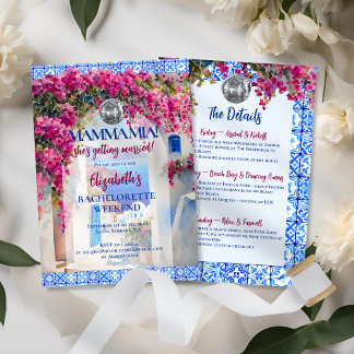 Mamma Mia Floral Bachelorette Party Itinerary Invitation