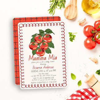 Mamma Mia Red Tomato Italian Baby Shower Invitation