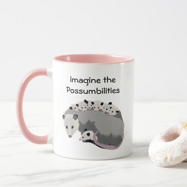 Mamma Opossum & Family Mug (With Donut)