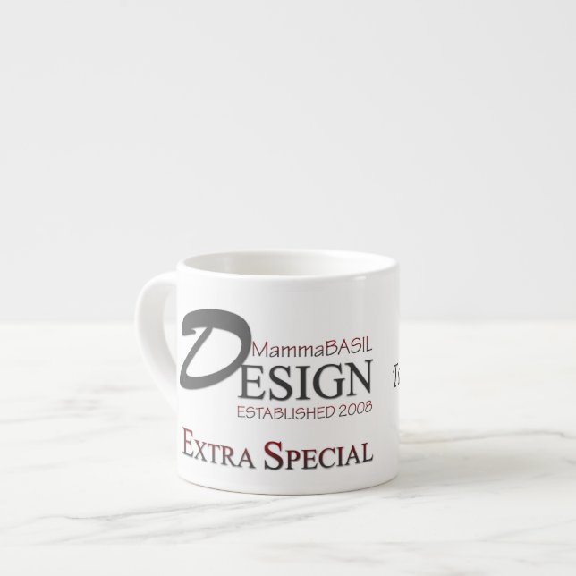 MammaBASIL Design Espresso Mug! Cup (Front Left)