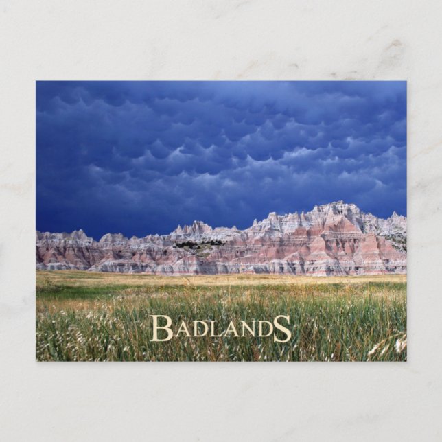 Mammatus clouds over Badlands National Park Postcard (Front)