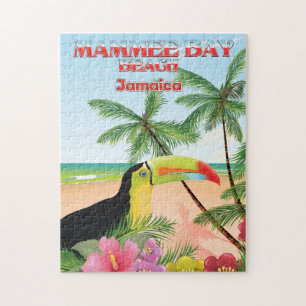 Mammee Bay Beach Jamaica travel poster Jigsaw Puzzle