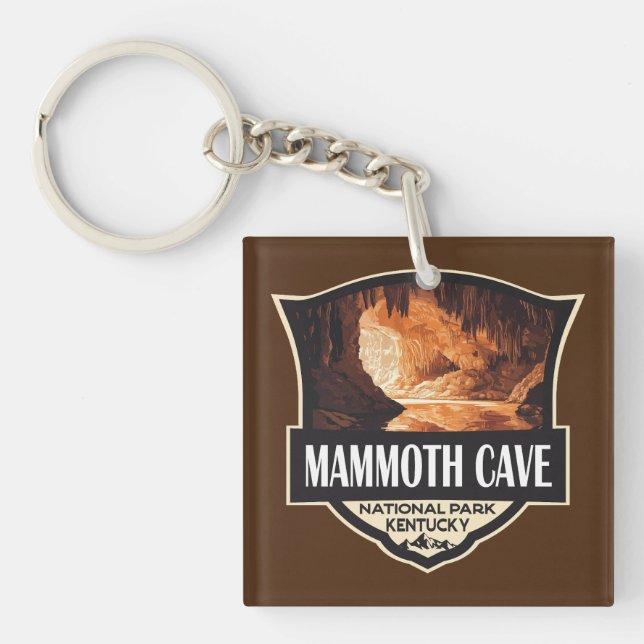 Mammoth Cave National Park Illustration Retro Art Key Ring (Front)