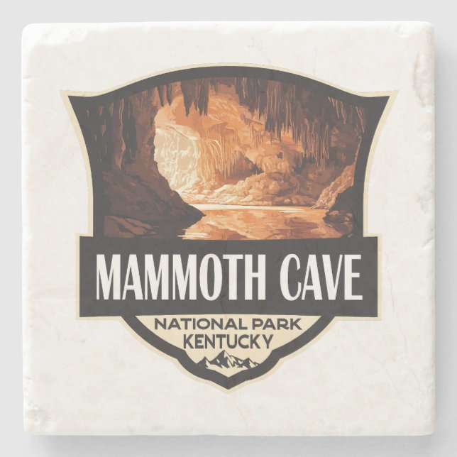 Mammoth Cave National Park Illustration Retro Art Stone Coaster (Front)