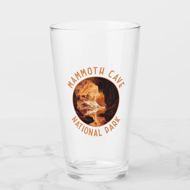 Mammoth Cave National Park Retro Distressed Circle Glass (Front)