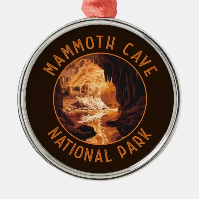 Mammoth Cave National Park Retro Distressed Circle Metal Tree Decoration (Front)