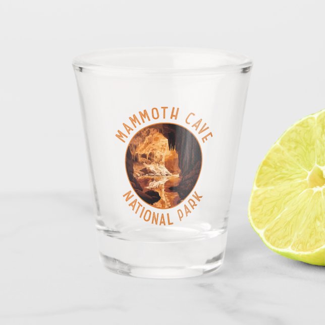 Mammoth Cave National Park Retro Distressed Circle Shot Glass (Front)