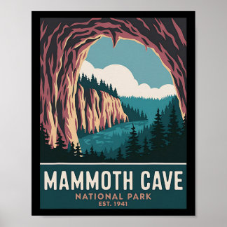 Mammoth Cave National Park Vintage Camping Hiking Poster