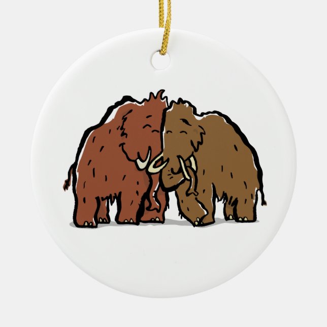 mammoth couple ceramic tree decoration (Front)