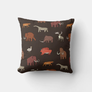 Mammoth Era: Prehistoric Themed Pattern. Cushion