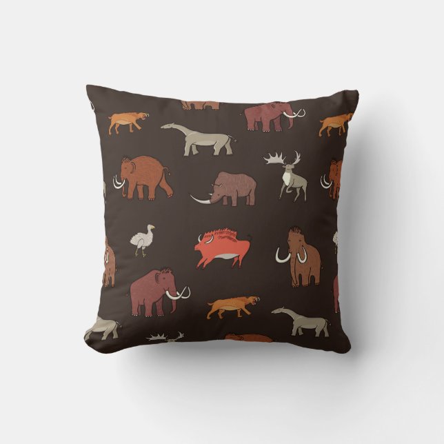 Mammoth Era: Prehistoric Themed Pattern. Cushion (Front)