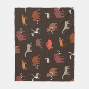 Mammoth Era: Prehistoric Themed Pattern. Fleece Blanket