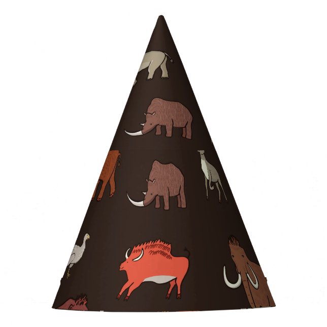 Mammoth Era: Prehistoric Themed Pattern. Party Hat (Front)