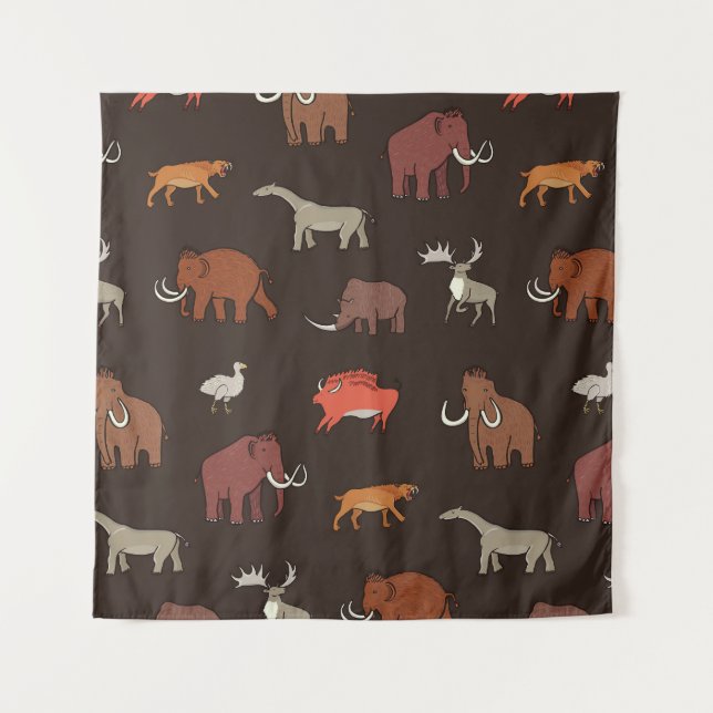 Mammoth Era: Prehistoric Themed Pattern. Tapestry (Front)