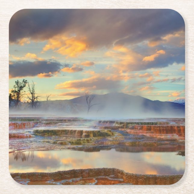Mammoth Hot Springs Square Paper Coaster (Front)