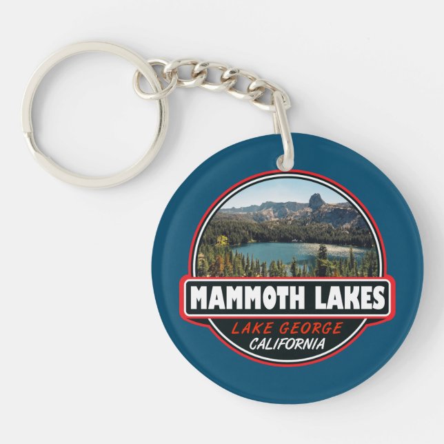 Mammoth Lakes California Travel Art Emblem Key Ring (Front)