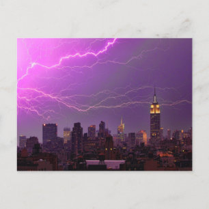 Mammoth Lightning Strike Over Midtown NYC Skyline Postcard
