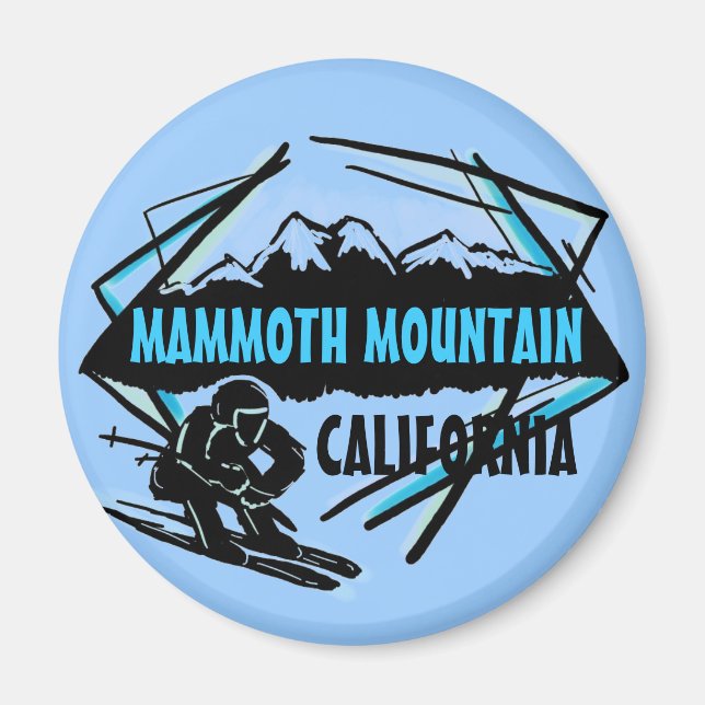Mammoth Mountain California blue ski logo magnet (Front)