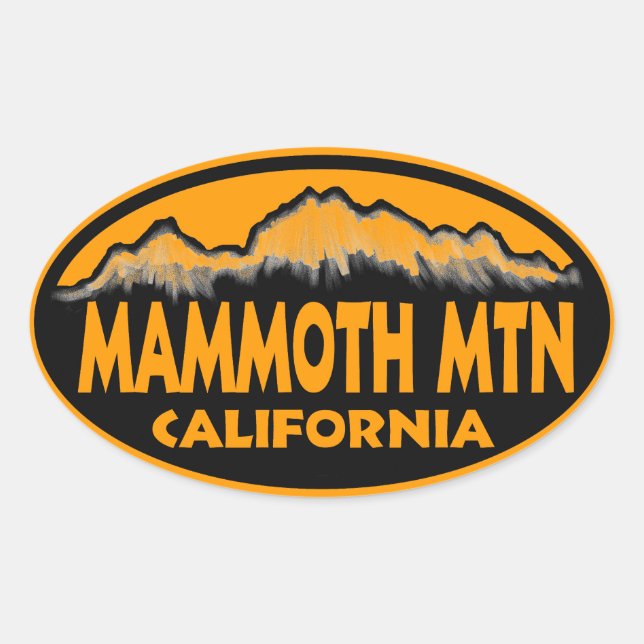 Mammoth Mountain California orange oval stickers (Front)