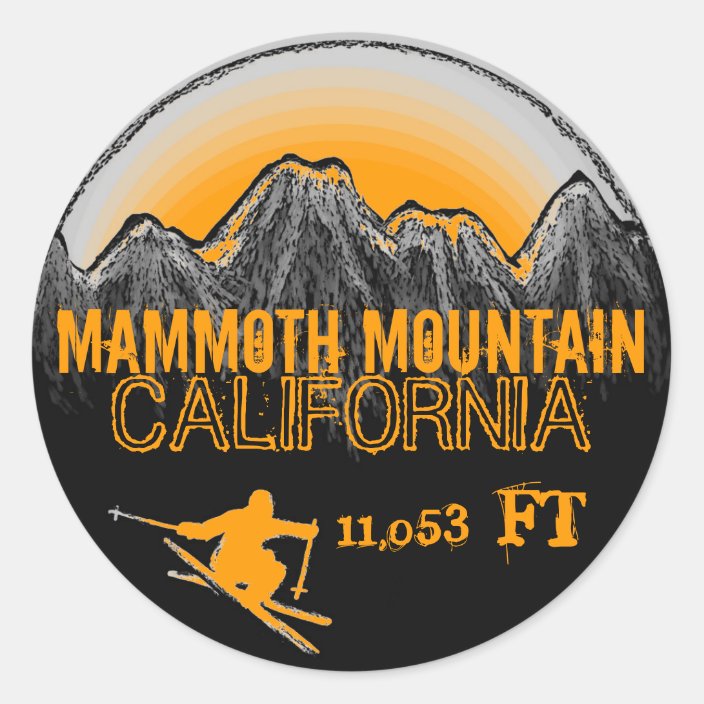 Mammoth Mountain California orange ski art sticker | Zazzle.co.uk