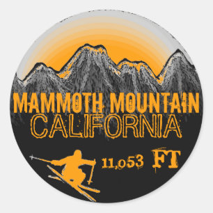 Mammoth Mountain California orange ski art sticker