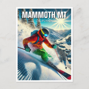 Mammoth Mountain California Skiing Skier Postcard
