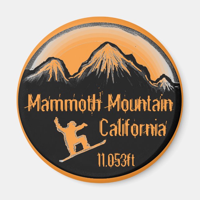 Mammoth Mountain California snowboard art magnet (Front)
