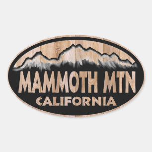Mammoth Mountain California wood oval stickers