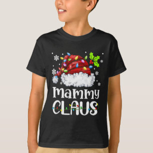 Mammy Claus Santa Hat Christmas Light Xmas Family T-Shirt