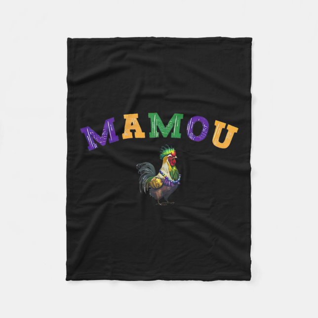 Mamou Mardi Gras Chicken  Fleece Blanket (Front)