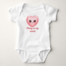 Mamy Is My World Baby Bodysuit - Cute Pink Kawaii