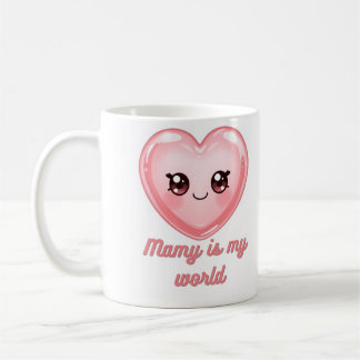 Mamy Is My World Mug - Cute Pink Kawaii Heart Coff