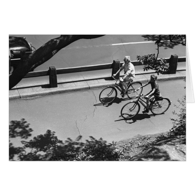 Man and Boy Cycling (Front Horizontal)