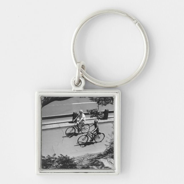 Man and Boy Cycling Key Ring (Front)