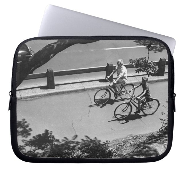 Man and Boy Cycling Laptop Sleeve (Front)