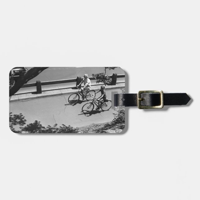 Man and Boy Cycling Luggage Tag (Front Horizontal)