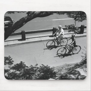 Man and Boy Cycling Mouse Mat