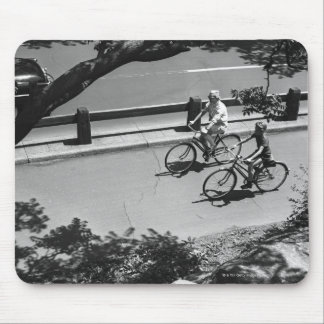 Man and Boy Cycling Mouse Mat