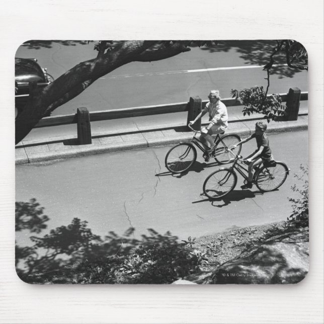 Man and Boy Cycling Mouse Mat (Front)