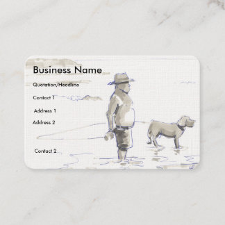 Man and Dog in Water at Beach Drawing Cards