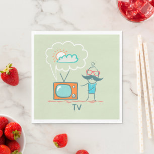 Man And His Television Napkin