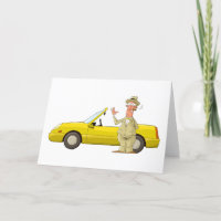 Man And His Yellow Car Thank You Card